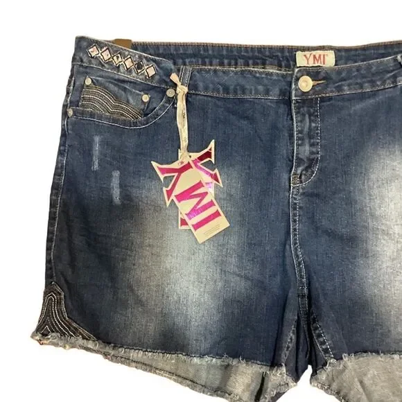 NWT YMI Denim Jean Shorts 3X Plus Embroidered - Picture 6 of 16